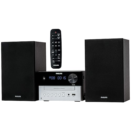 Philips Bluetooth Stereo System for Home with CD Player, MP3, USB, Audio  in, FM Radio, Bass Reflex Speaker, 18