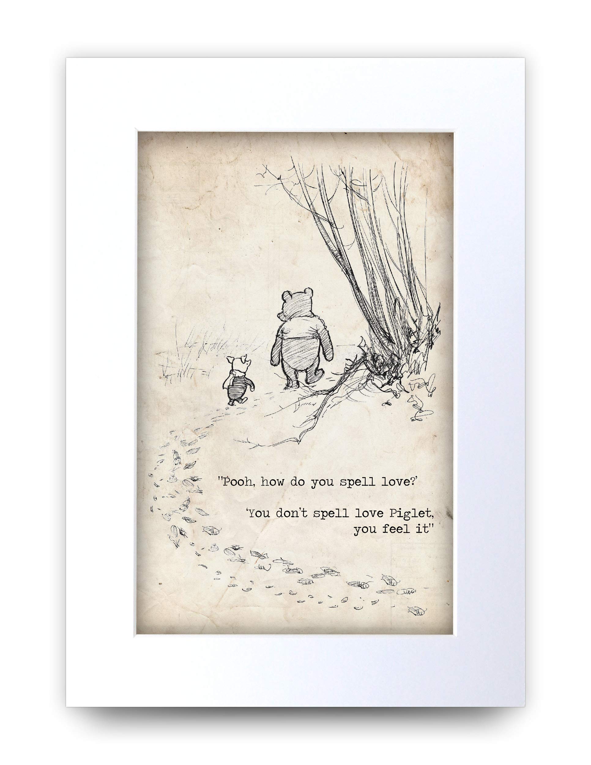 HWC Trading Winnie the Pooh Spell Feel Love A4 Printed Quote Nursery Print Baby Shower Room Gifts New Born Bedroom Gift Print Photo Picture Display
