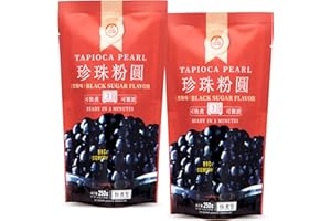 WUFUYUAN (PARTY TIME) WuFuYuan Boba Tapioca Pearls, Black Sugar Flavor, Quick Cook Bubble Tea Boba, Microwave Ready in 3 Minutes, 8.8 oz (Pack of 2)