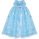 XEPST Princess Cape Princess Cloak for Girls, Princess Hooded Cape Sparkling Snowflake Cape Princess Dress Up Accessories for Halloween Christmas Costume Carnival Birthday Party Cosplay