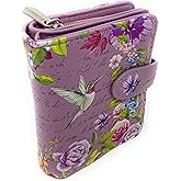 Shag Wear Vintage Hummingbird Small Wallet for Women and Teen Girls Vegan Faux Leather Purple 4.5"