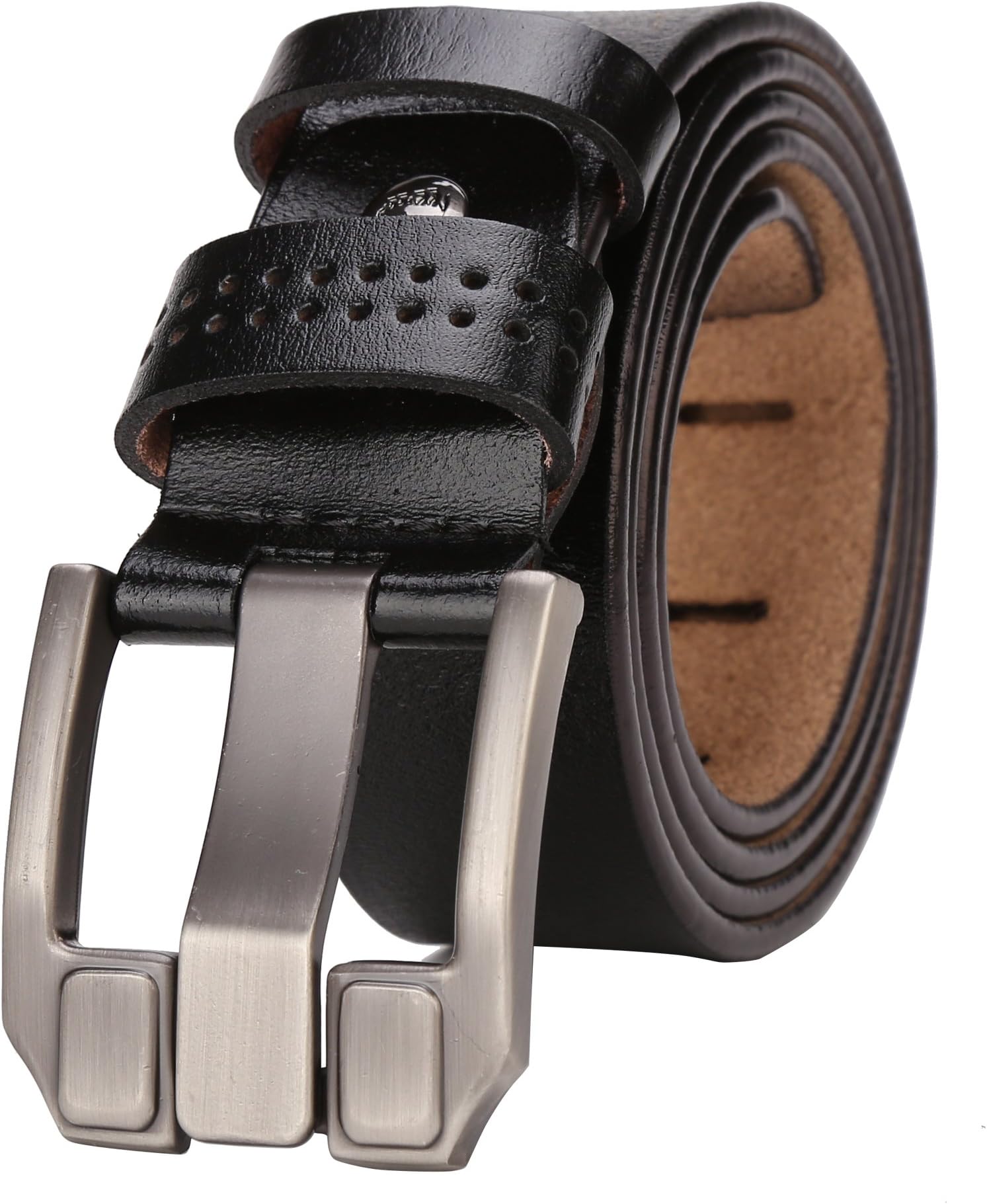 Bison Denim Men's Belt Leather Waistband Casual Alloy Buckle Belts