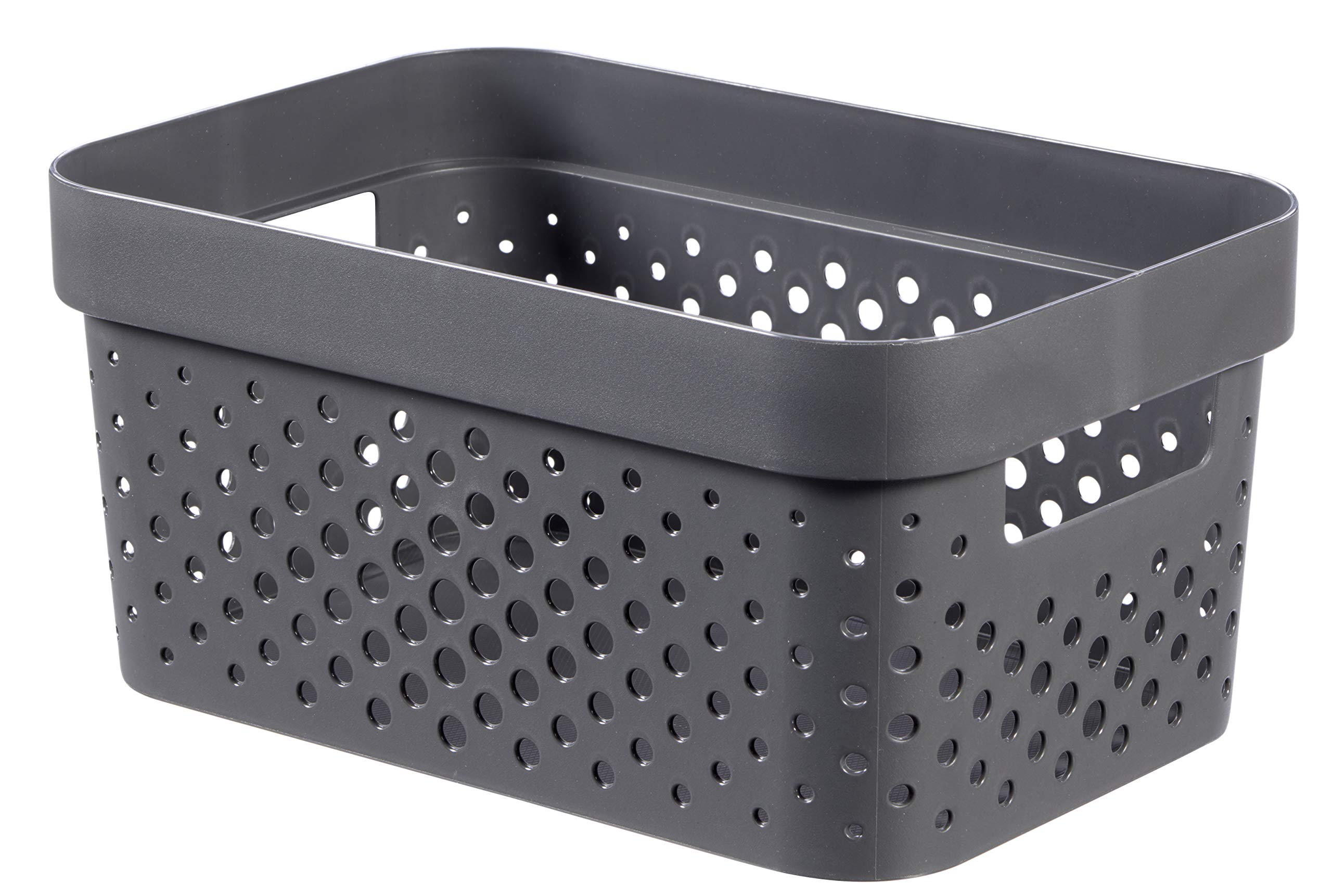 Curver Infinity Tray 4.5 L Dots Recycled Plastic Pink Crates, anthracite grey, S