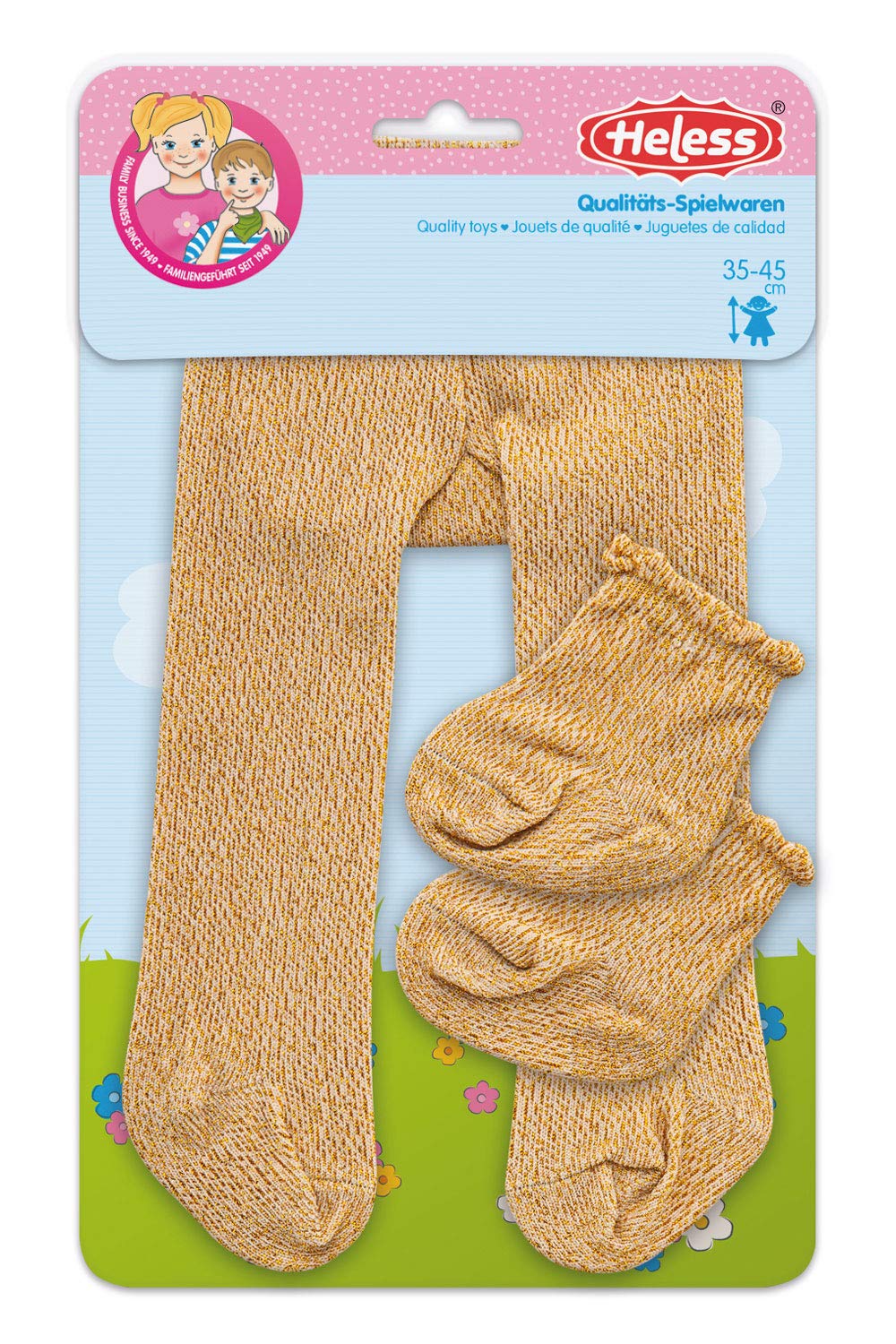 Heless 4761 - Tights with Socks for Dolls Gold Size 28-35 cm