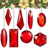 LemonRoad 8 Pack Jewel Christmas Ornaments 3.15"- 4.88" Crystal Jewel Hanging Ornaments Christmas Tree Hanging Decor Glitter Xmas Rectangle Gemstones for Wedding Holiday Party Decor
