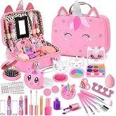 Heaning Real Kids Makeup Girl Toys - Safe / Non-Toxic / Washable | Unicorn Theme, Great Starter Make up Kit for Toddlers, Princess Dress-Up, Role Play, Gifts for Girls Ages 3-12, Pink