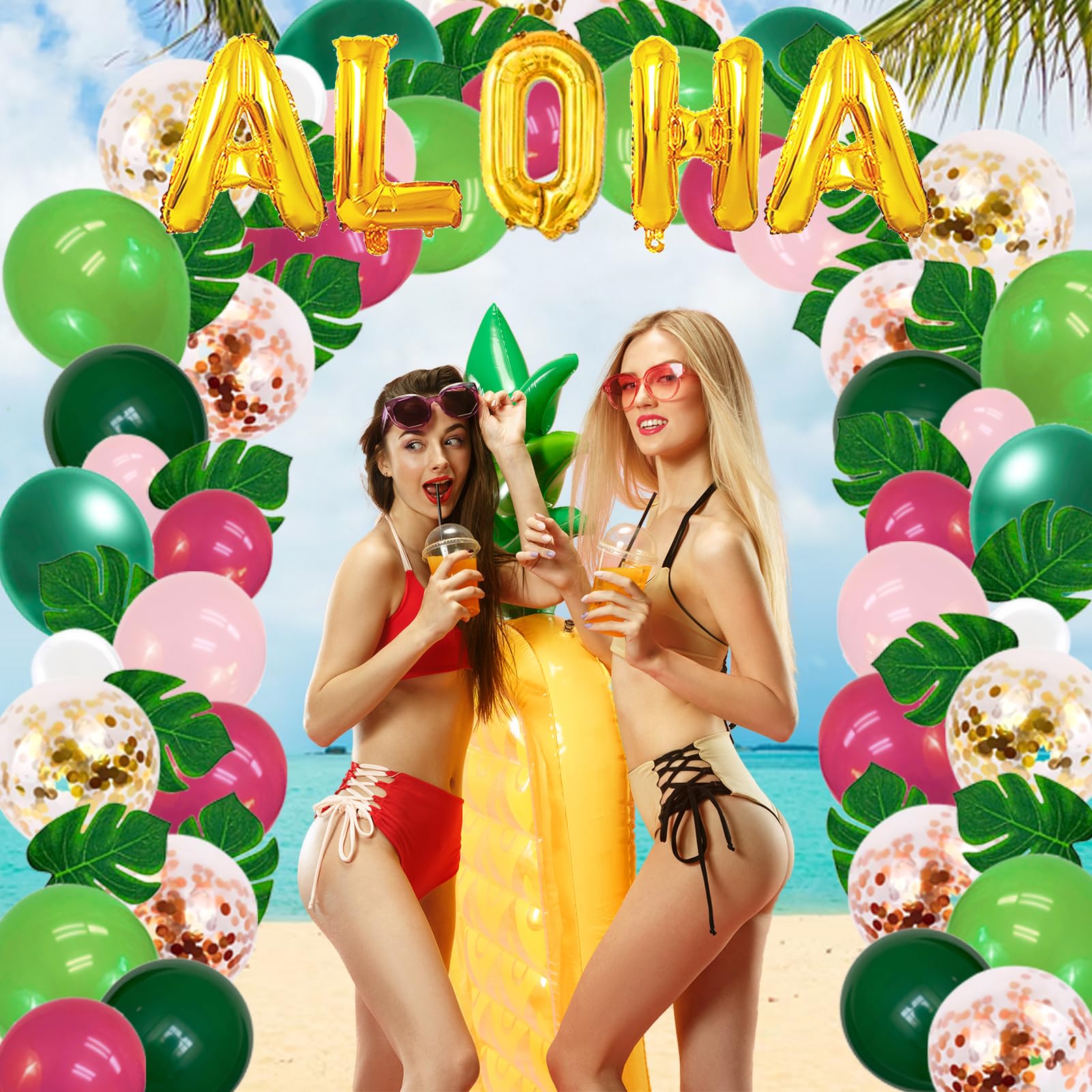 323 Luau Party Decorations, Hawaiian Party Decorations Kit For Adults - 