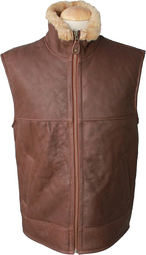 Mens Harvey Leather Gilet Genuine Sheepskin Coat (38) Amazon.co.uk
