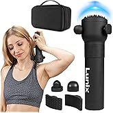 Lunix LX28 Premium Deep Tissue Massage Gun for Neck, Back & Legs, USB-C Rechargeable Portable Vibration Massager with 7 Interchangeable Heads, Acupressure Head, 4 Intensity Levels, Carrying Case