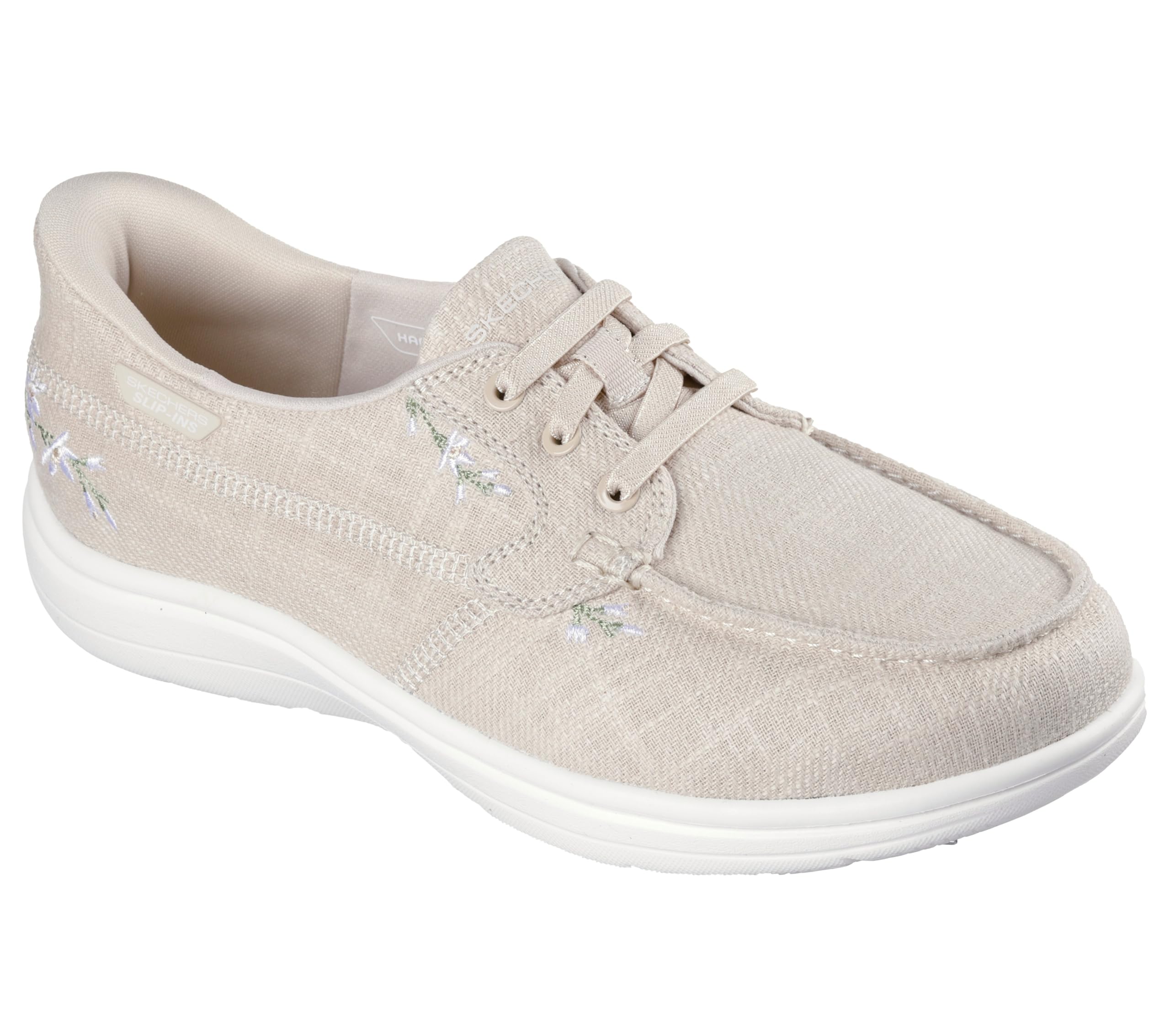 Skechers Women’s Hands Free Slip-ins On-The-Go Flex Radiant Embroidered Boat Shoe, Natural, 7