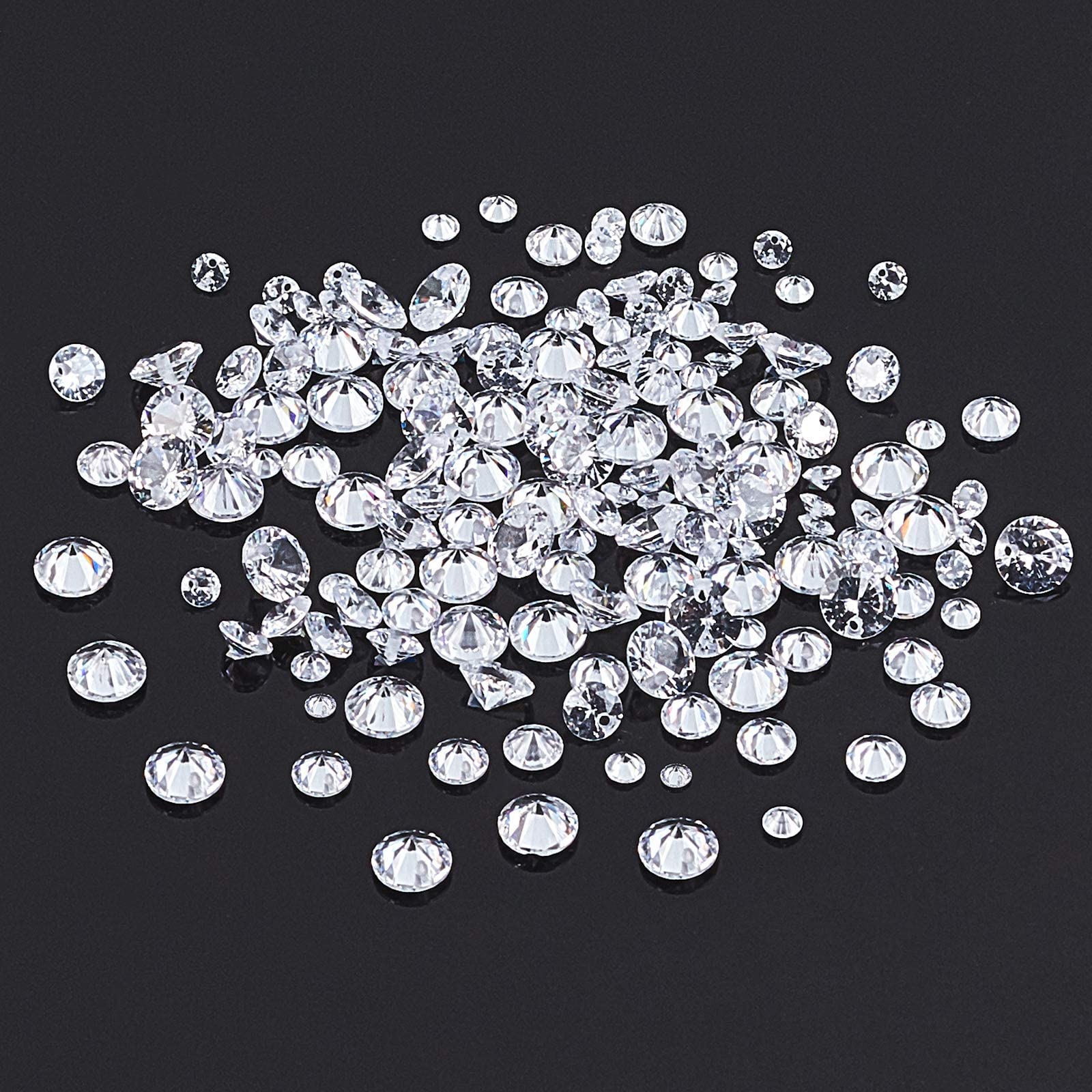 PH PandaHall PandaHall 150pcs Diamond Shape Cubic Zirconia Stone 3 Sizes Small Clear Faceted Loose Beads CZ Stones Pointed Back Cabochons for Earring Bracelet Jewelry Making, 4~8mm, with Predrilled Hole