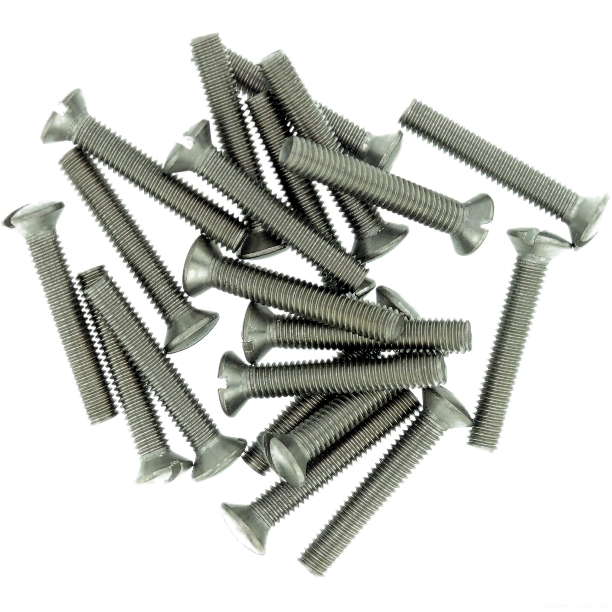 M6 (6mm x 22mm) Slot Raised Countersunk Machine Screw (Bolt) - Stainless Steel (A2) (Pack of 20)