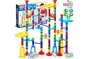 JOYIN 150Pcs Glowing Marble Run- Construction Building Blocks Toys with 5 Glow in The Dark Glass Marbles, STEM Educational Building Block Toy, Gift for Christmas
