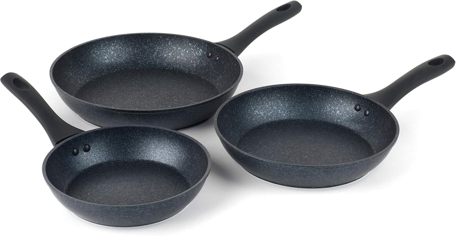 Russell Hobbs RH00325GREU RH00325GR Three-Piece Crystaltech Non-Stick Frying Pan Set, Graphite, 20/24/28 cm
