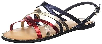 Tommy Hilfiger Damen Metallic Strappy Flat Sandal Riemchensandalen