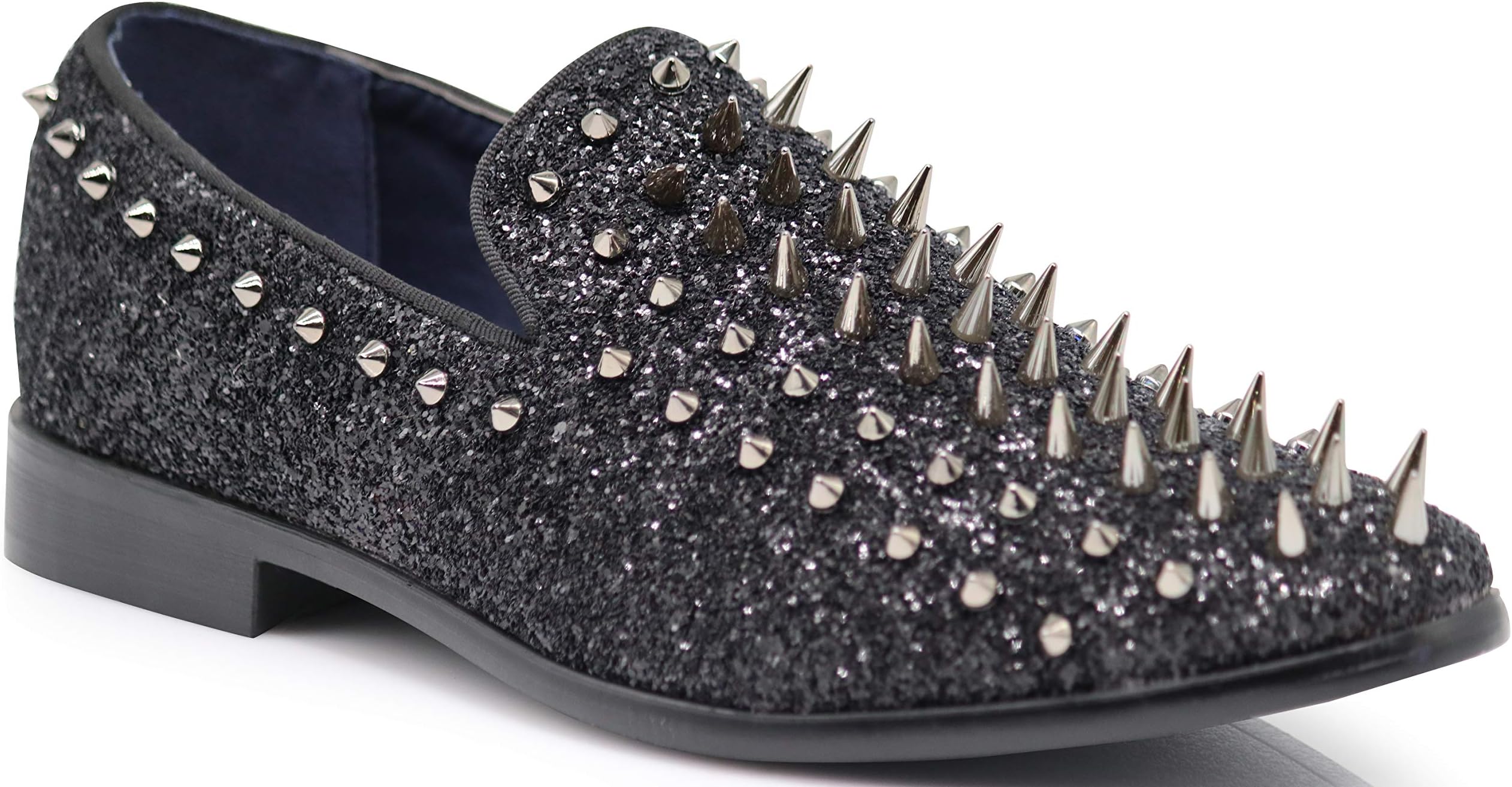 SPK16 Men's Vintage Spike Dress Loafers Slip On Fashion Shoes Classic Tuxedo Dress Shoes