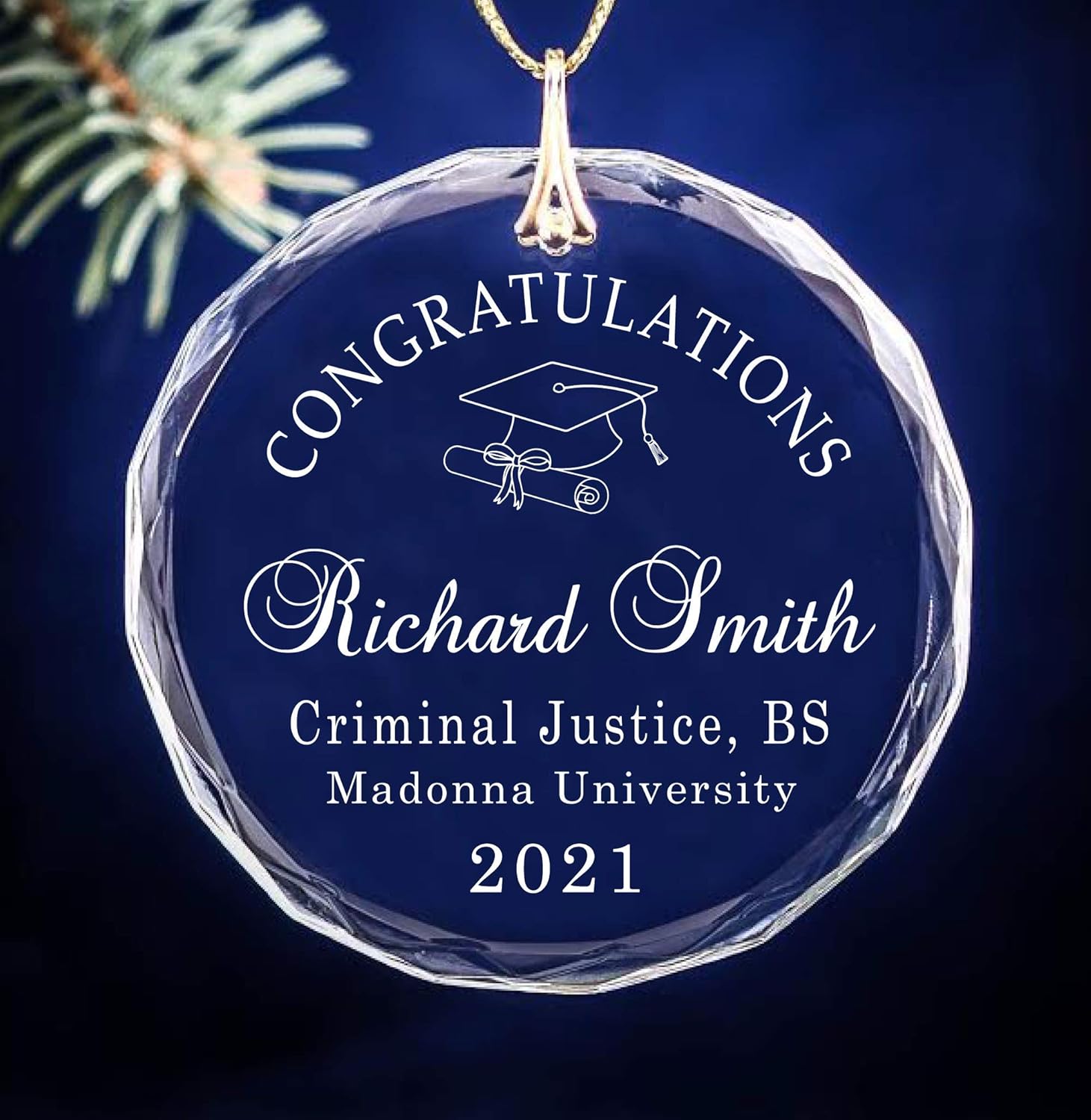 Graduation Cap and Diploma High School or College Round