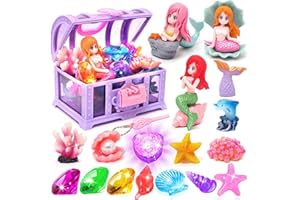 FUNCREVITY Mermaid Dive Toys Summer Pool Diving Swimming Toys for Kids Fun Swim Games Sinking Set Underwater Dive Gifts with Storage Box Include Gems Mermaid Toys for Boys Girls Toddlers