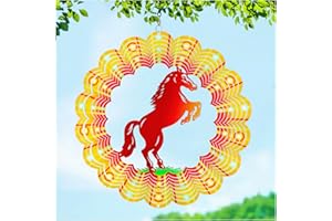 TIGGSY Horse Wind Spinners Horse Gifts for Women/Girls/Men 12 inch 3D Stainless Steel Hanging Wind Spinner Metal Wind Catchers Kinetic Sculpture for Indoor/Outdoor Decor, Yard Art, Garden Decorations