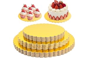 Worldity 30 Pcs Gold Cake Board, Sturdy Greaseproof Cake Circles Plate 8, 10, 12 Inch, Food-Graded Disposable Round Cardboard