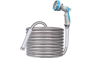 Das perfekte werkzeug Metal Expandable Garden Hose 25ft - Lightweight 304 Stainless Steel Garden Hose with 10 Function Nozzle - Flexible no Kinking Water Hose,Dogproof,for Yard, Outdoor, RV