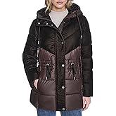 Andrew Marc Women's Hooded Velvet Trimmed Insulated Cold Weather Puffer Jacket