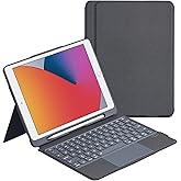 Dolpking Keyboard Case for iPad 9th Gen, Magnetic Detachable Wireless Keyboard for iPad 10.2-inch (9th/8th/7th Gen) with Trackpad, 7-Colors Backlit, Pencil Holder, Dark Gray