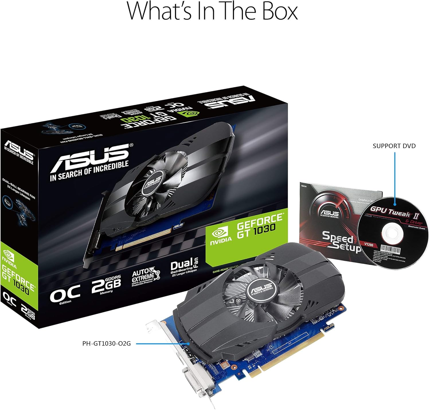Amazon Com Asus Ph Gt1030 O2g Geforce Gt 1030 2gb Phoenix Fan Oc Edition Hdmi Dvi Graphics Card Renewed Computers Accessories