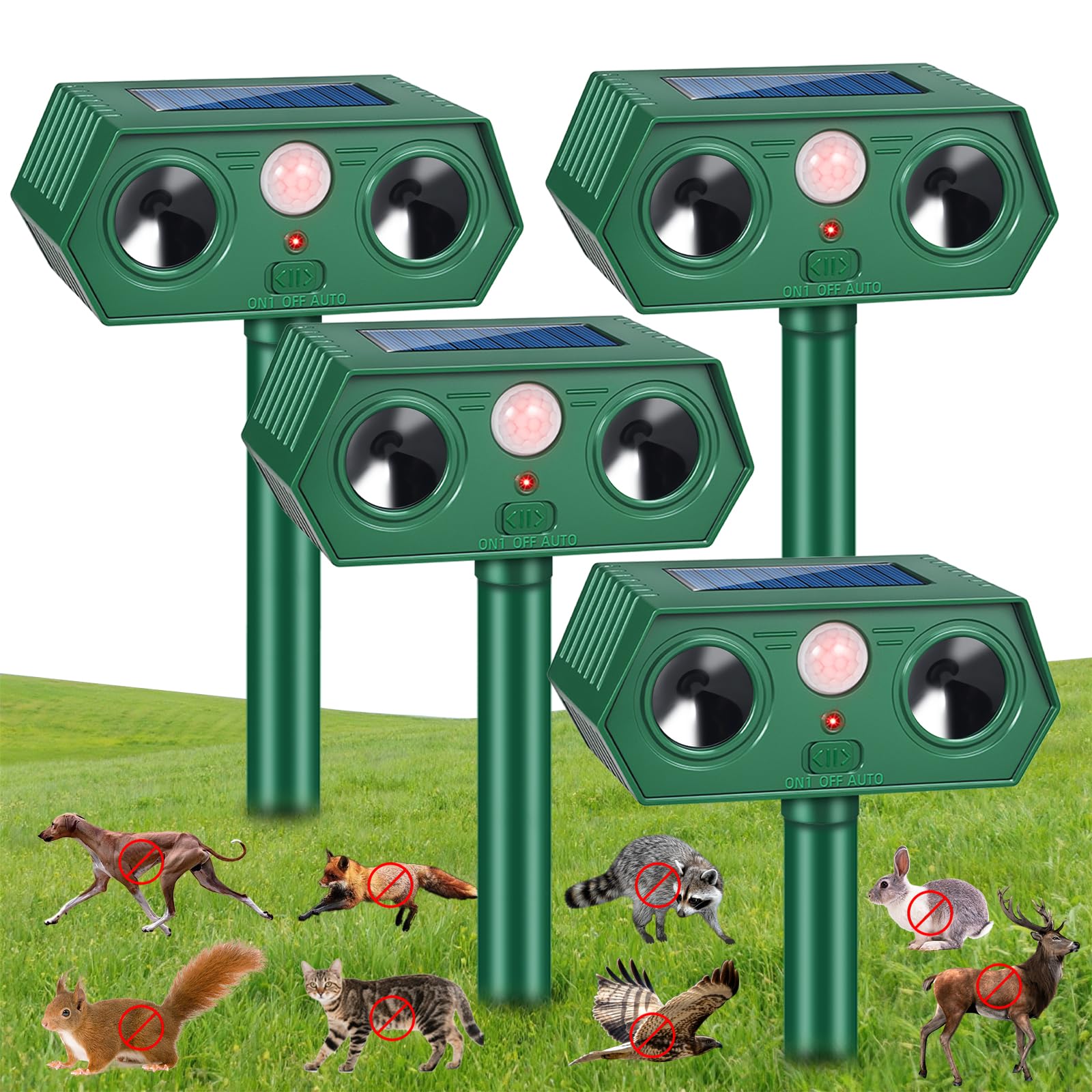Photo 1 of 2026 Solar Ultrasonic Animal Repellent Outdoor, Waterproof Racoon Sonic Fortress Pro with Motion Sensor, Cat Deterrent Outdoor to Scare Deer Rabbit Dog Skunk Raccoon Squirrel Out of Garden Yard(2Pack)