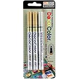 Uchida Of America 1234-3C DecoColor Extra Fine Point Pen, Silver/Gold, 3-Pack