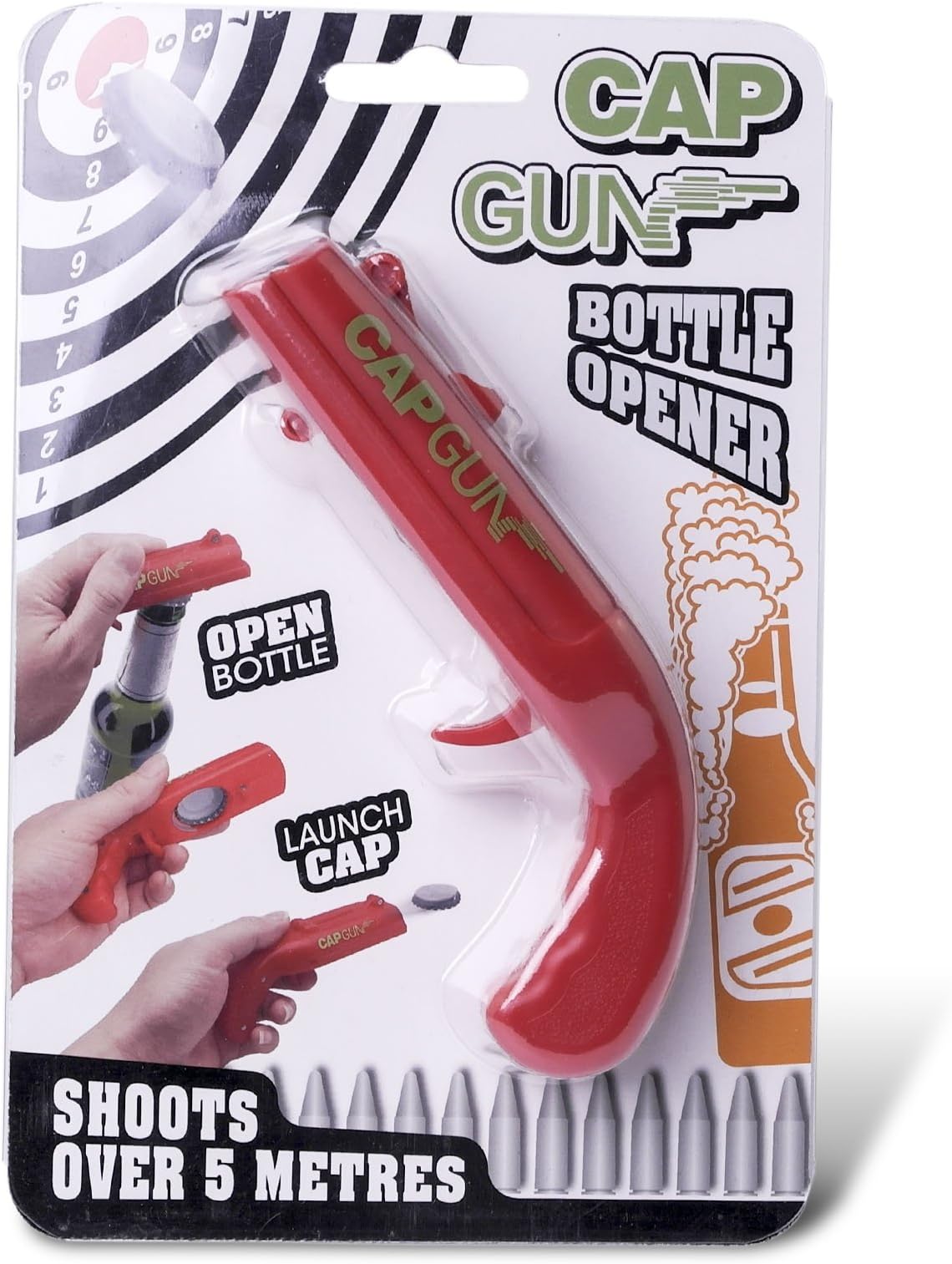 DowBier Cap Gun Plastic Beer Bottle Opener Cap Launcher Shooter for Party Drinking game (Red)