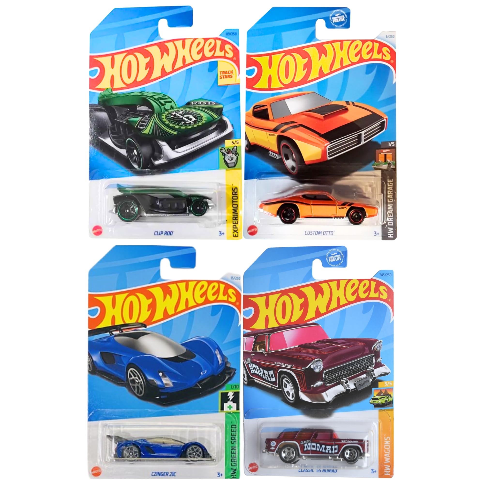 Hot Wheels 1:64 Scale Cars, Racecars, Trucks & Bikes - (4 Pack - Set 2)