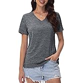 MAGCOMSEN Workout Tops for Women UPF 50+ Quick Dry Short Sleeve Sun Protection V-Neck Shirts Lightweight Hiking T Shirts