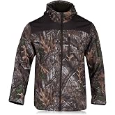 WISIGO Camo Hunting Jacket for Men,Lightweight Softshell Fleece Waterproof Windproof Outdoors Hiking Fishing Zip Up Hoodie