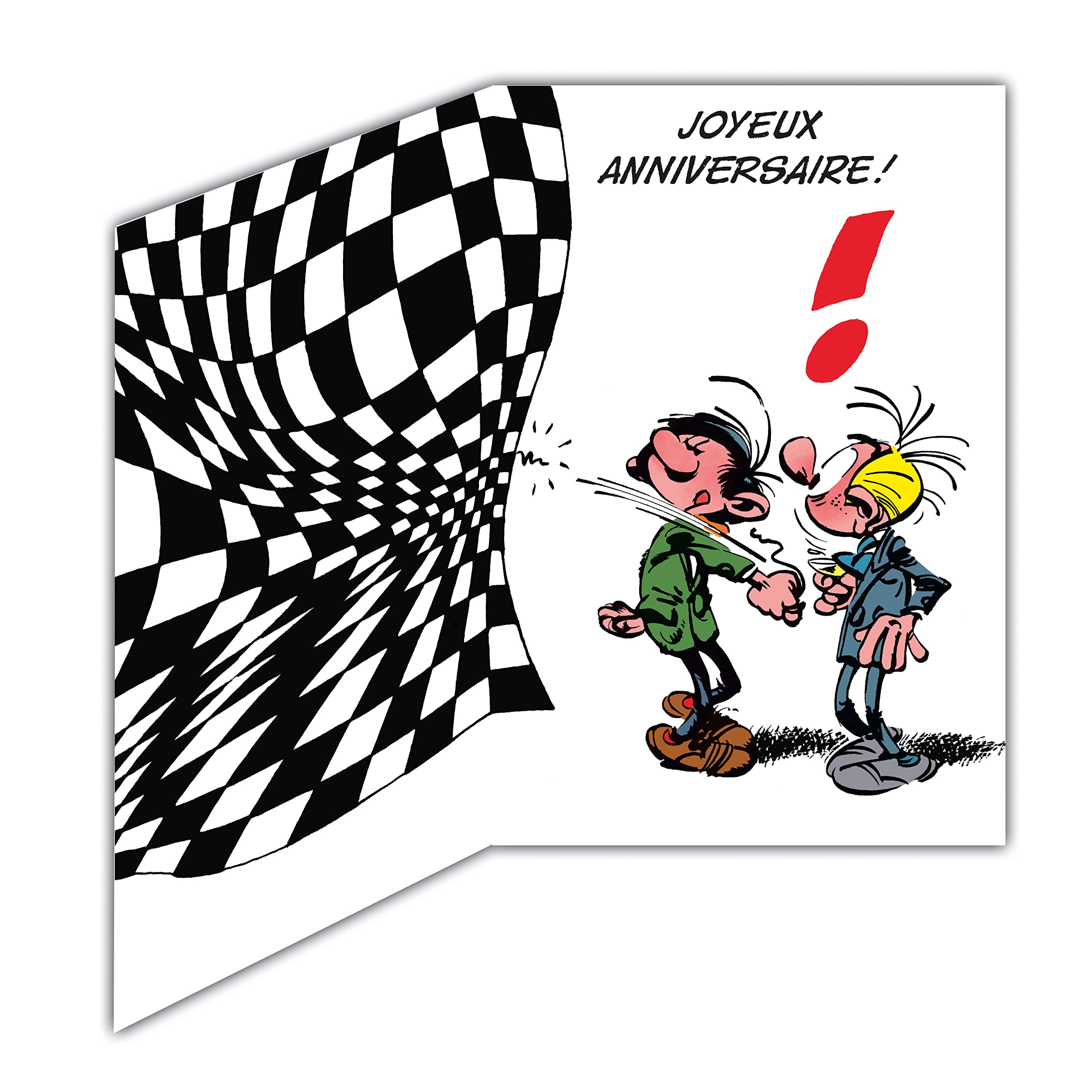 Gaston Lagaffe Anniversary Card "On a Thinking of You" Open Quickly [French Language]