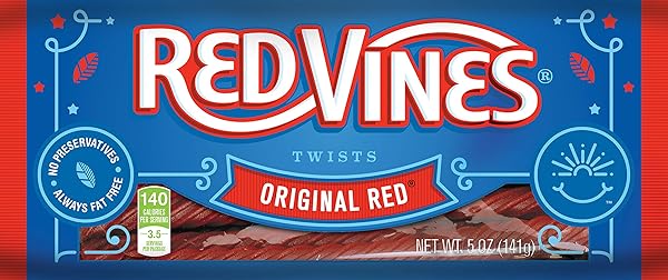 RED VINES LICORICE, ORIGINAL RED FLAVOR, 5OZ TRAY,...