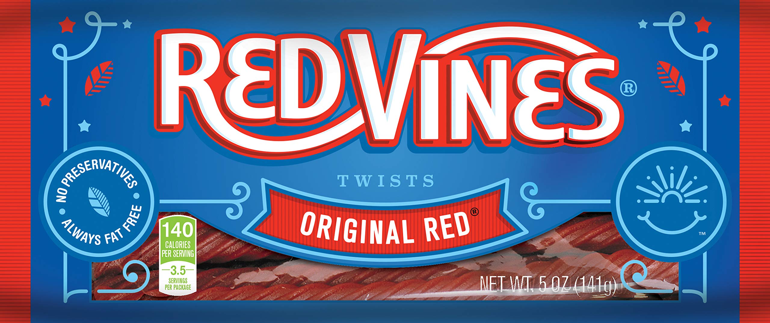 Red Vines Licorice, Original Red Flavor, 5oz Tray, Soft & Chewy Candy