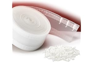 Juexica Transparent Wave Curtain Tape, 25 Meter 350 Hooks Ripple Fold Tape for Curtains and Drape Accessories