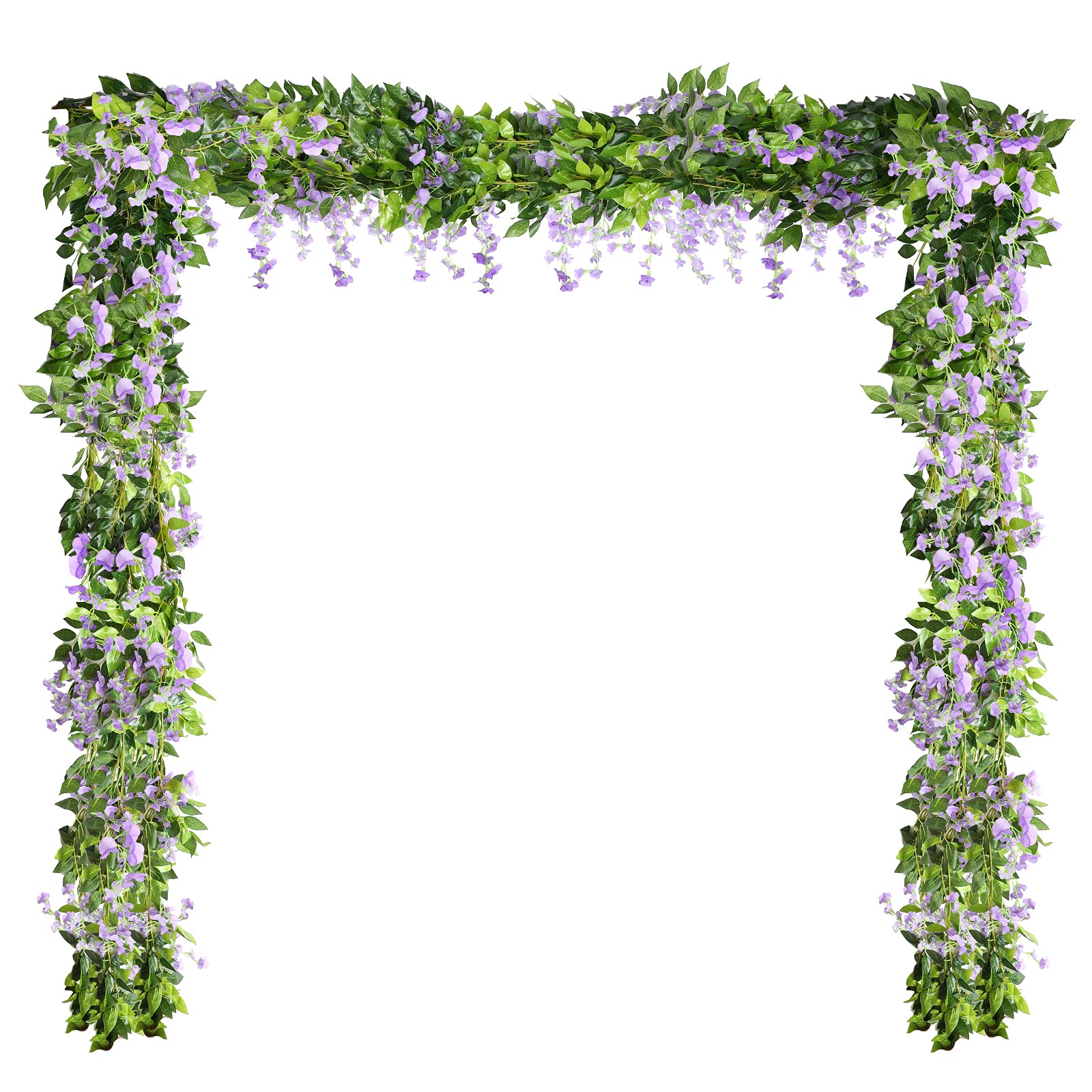Syhood 4 Pieces 26 Ft in Total Purple Wisteria Garland Hanging Flowers Artificial Vine Wedding Silk Wisteria Hanging Flower for Wedding Arch Home Garden Party Outdoor Decor