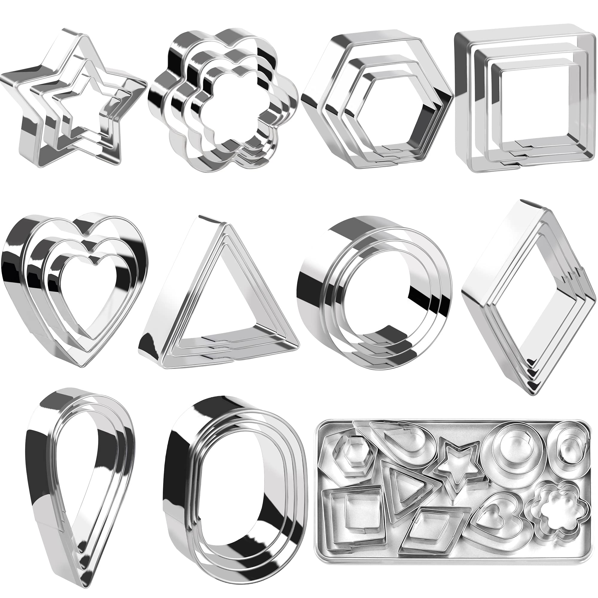 Mini Cookie Cutter Shapes Set 30Pcs Small Biscuit Cutters Polymer Clay Cutters Stainless Steel Fondant DIY Baking Pastry Cutters