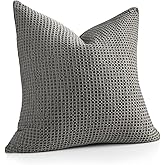 COCOPLOCEUS Pillow Cover 26x26 1 Piece Cotton Euro Sham with Hidden Zipper Wrinkle Resistant Breathable Decorative Waffle Weave Pillowcase for Couch, Sofa, Bedroom Car, Chocolate Grey