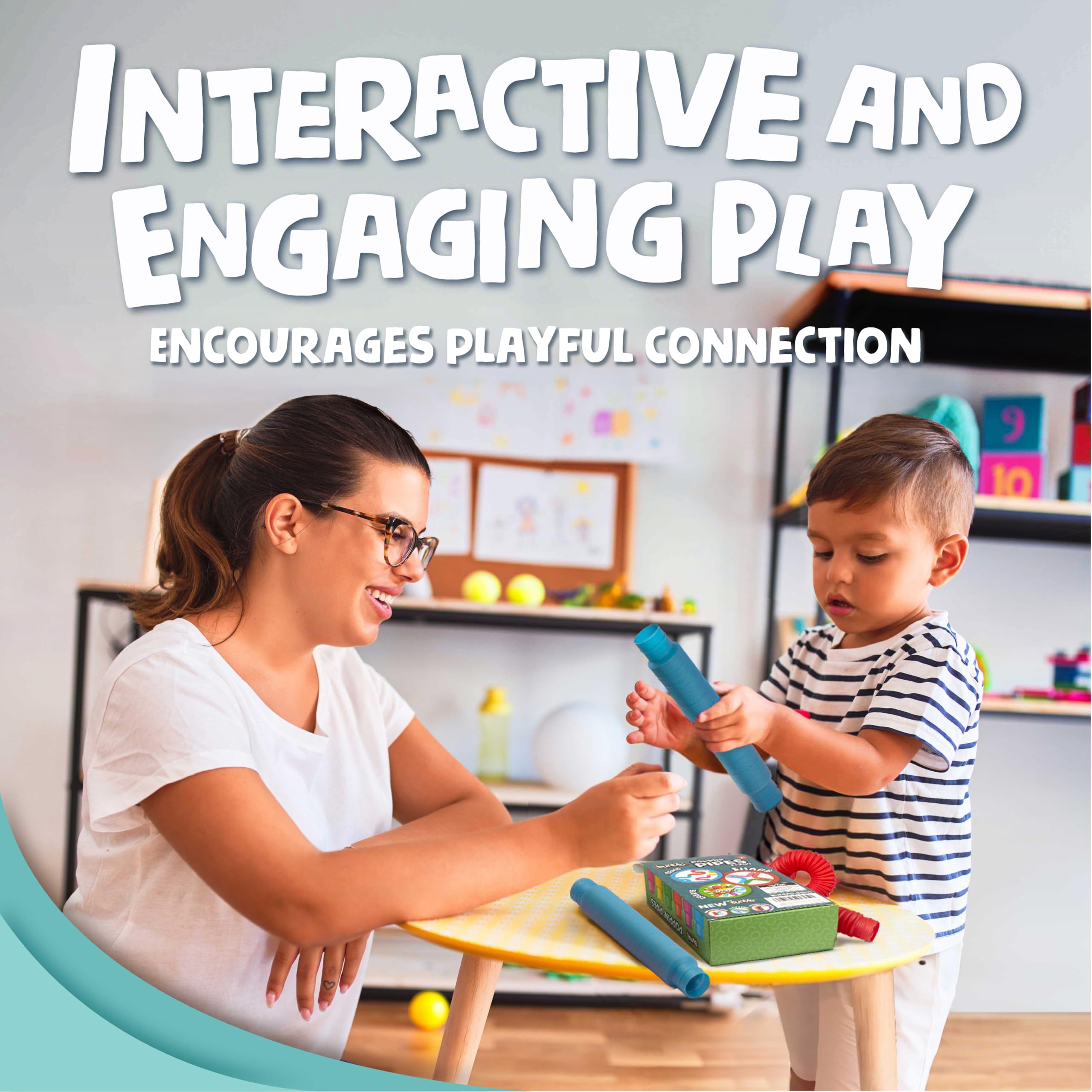 BUNMO Stocking Stuffers for Kids - Pop Tubes - Sensory Toys - Toddler Toys - Imaginative Play & Stimulating Creative Learning - Stocking Stuffers for Toddlers - 4 Pack Large