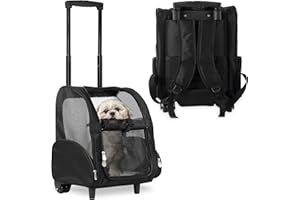 KOPEKS Deluxe Backpack Pet Travel Carrier with Double Wheels for Pets up to 18 Pounds - Black