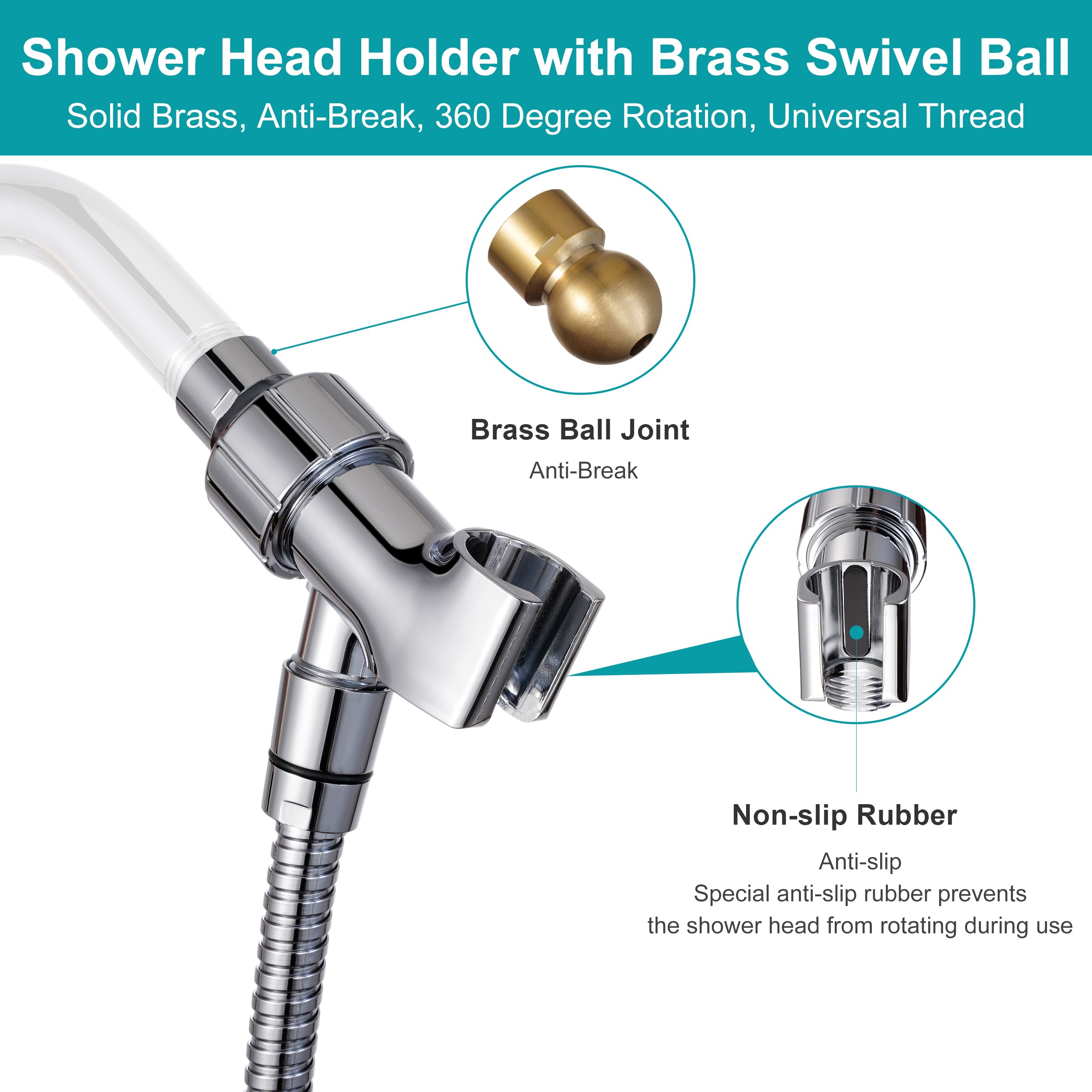 Handheld Shower Head with On Off Switch 8-Mode High Pressure Showerhead with 79 Inches Extra-long Stainless Steel Hose and Bracket PLUS Extra Low-Reach Adhesive Wall Mount for Kids,Silver…