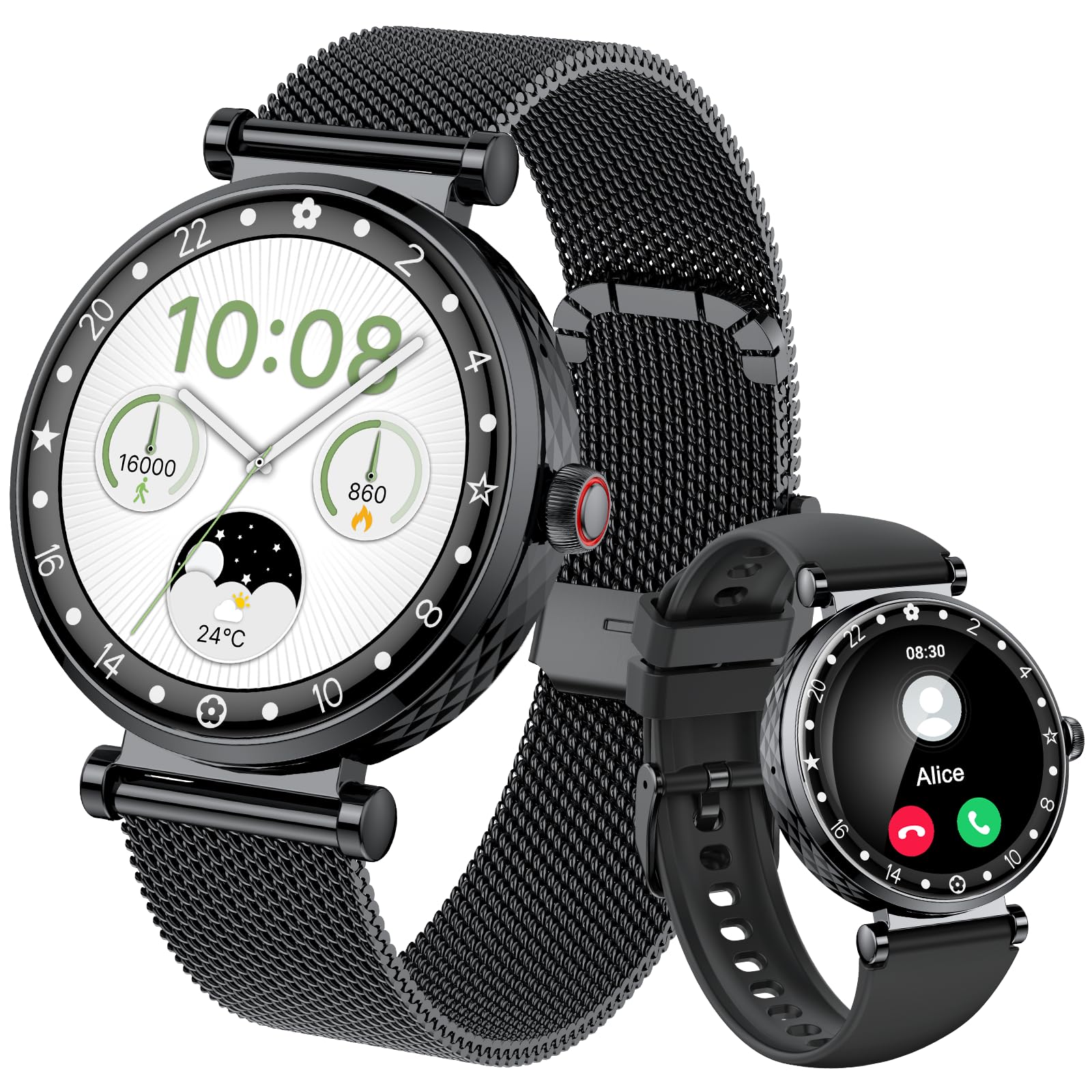 Photo 1 of Smart Watch for Women, AMOLED HD Display Fitness Tracker Bluetooth Make/Answer Call, 1.19" Watches with 110+ Sports Modes/Heart Rate/SpO2/Sleep Monitor, Smartwatch IP68 Waterproof for Android iOS