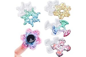 NIART 4PCS Fidget Spinner Epoxy Resin Silicone Plaster Mold Kit, Anti-Stress Fidget Toy with 10PCS Bearings, 20 PCS Bearing Caps Mounting Cover for Kids and Adults, DIY Crafts Casting, Home Decoration
