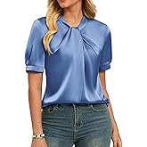 GRACE KARIN 2026 Women Satin Tops Short Sleeve Blouse Mock Neck Work Silk Shirts Business Casual Outfits