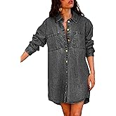 Fiona Jolin Womens Denim Jackets 2025 Classic Casual Long Sleeve Button Down Loose Jean Jackets with Pockets Vacation