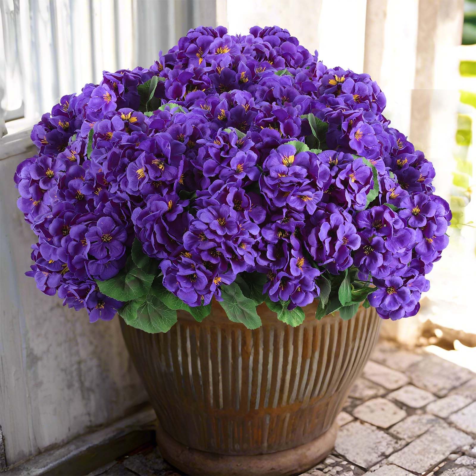 View 1 of Hananona Artificial Geranium Flowers for Outdoors Geranium Silk Flowers Outdoor UV Resistant Garden Plants Faux Flowers for Home Kitchen Table Centerpieces Decor (12, Purple)