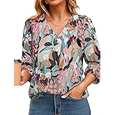 Simplee Womens Work Business Casual Tops Fall Long Sleeve Dressy Boho Floral Blouse 2025 Trendy Shirts